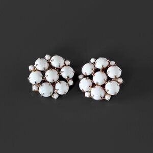 Vintage Milk Glass Clip Earrings